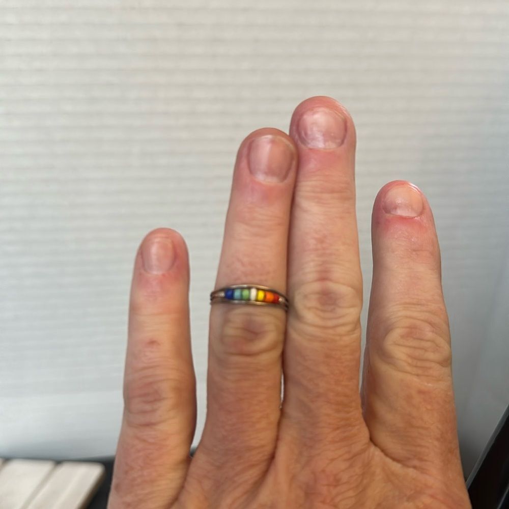Silver wire rainbow beaded toe ring